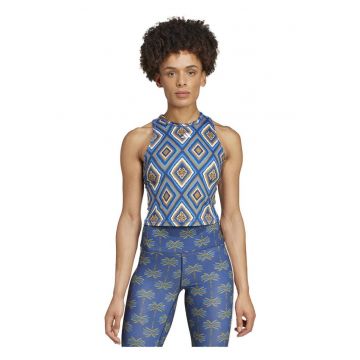 Maiou sport dama - adidas - FARM Rio - imprimeu colorat - albastru - material reciclat