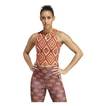 Maiou sport dama - adidas - FARM Rio - imprimeu colorat - portocaliu - material reciclat
