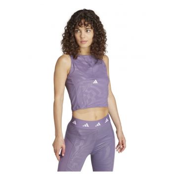 Maiou sport dama - Adidas - Techfit - compresiv - imprimeu zebra - mov - materiale reciclate -