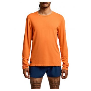 Bluza alergare barbati  Stopwatch Long - Portocaliu