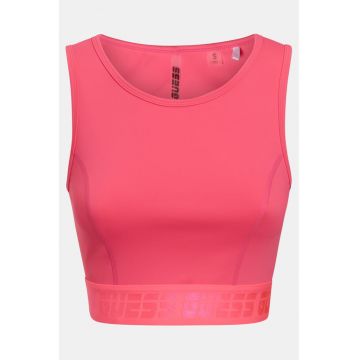 Top crop cu banda logo pentru fitness - Roz aprins