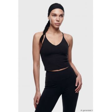 Top crop pentru fitness - Negru stins