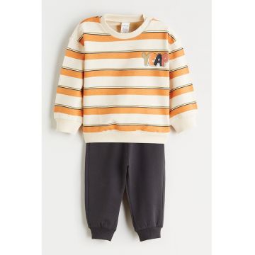Trening cu pantaloni lungi si bluza cu dungi - Portocaliu/Gri antracit