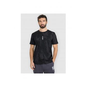 Tricou barbati -  bumbac superior - negru - elemente reflectorizante