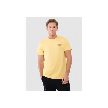 Tricou sporti barbati  imprimeu - galben - bumbac