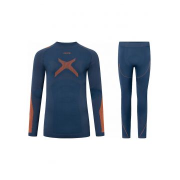 Set lenjerie termica barbati -  Poliester - Albastru - Bleumarin