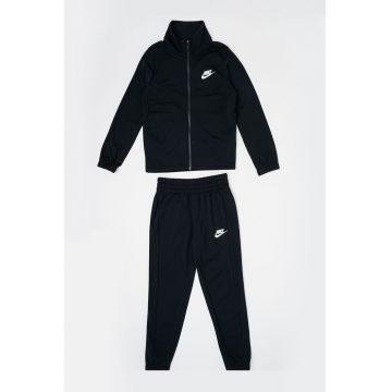 Trening cu model colorblock si fermoar - Alb/Negru