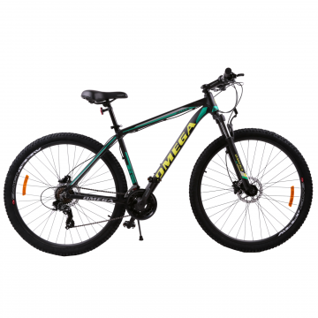 Bicicleta mountainbike Omega Duke 29  , cadru 49cm, frana hidraulica pe disc, negru verde galben