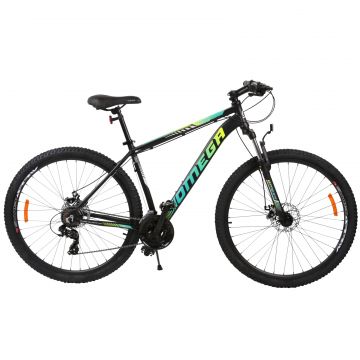 Bicicleta mountainbike Omega Thomas 29  , cadru 49 cm, negru verde galben 49cm