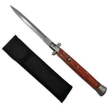 Briceag automat, Italian Blade, Stiletto, otel inoxidabil, husa inclusa, maro