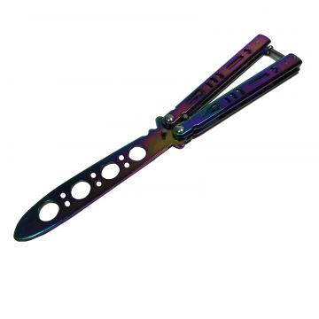 Briceag fluture de antrenament DEPOX , otel inoxidabil, Rainbow Training, multicolor, 21.5 cm
