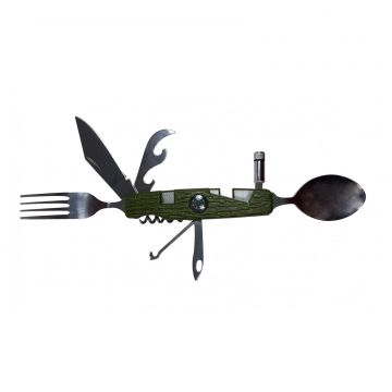 Briceag multifunctional pentru camping DEPOX , otel inoxidabil, 20 cm, kaki