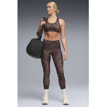 Bustiera cu animal print si spate semitransparent pentru fitness 4Keeps- Spotted Haze - Maro inchis