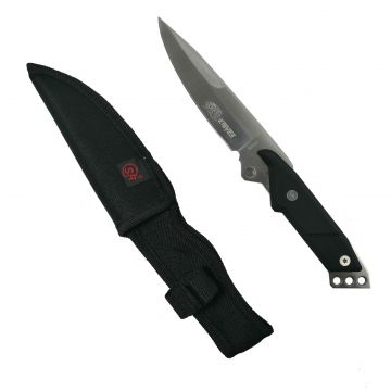 Cutit de vanatoare DEPOX , Chief Blade, otel inoxidabil, argintiu-negru, 24 cm, teaca cadou