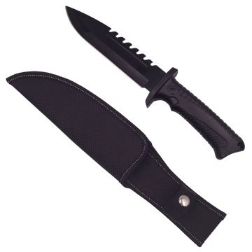 Cutit de vanatoare DEPOX , Hunting Etiquette, 29 cm, otel inoxidabil, negru