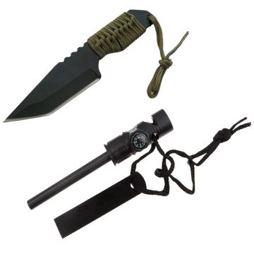 Cutit de vanatoare DEPOX , Jungle Guard, negru, 17.5 cm, teaca inclusa