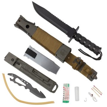 Cutit de vanatoare DEPOX , Last Survivor, multifunctional, negru 35 cm, teaca inclusa