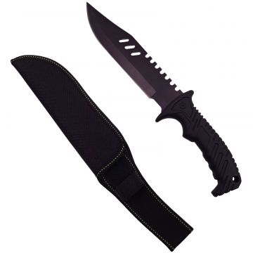 Cutit de vanatoare DEPOX , Tactical Rambo, 32 cm, negru, teaca inclusa