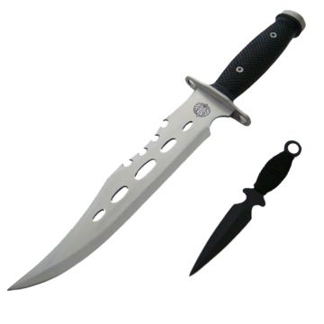 Cutit de vanatoare DEPOX , Unity Blade, 36 cm, argintiu, teaca piele inclusa