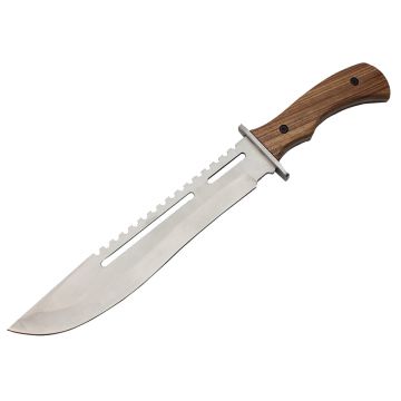 Cutit de vanatoare DEPOX , Wood Specialist, 40.5 cm, otel inoxidabil, maro, husa inclusa