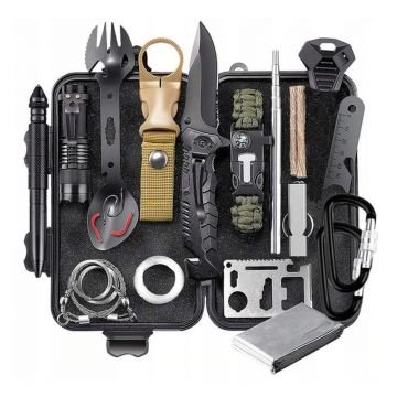 Kit de supravietuire DEPOX , Savivour Master, 20 elemente multifunctionale, negru