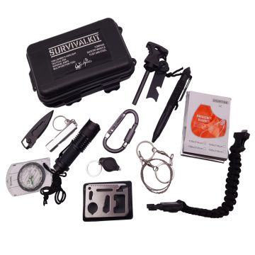 Kit de supravietuire DEPOX , Self Saviour, 12 elemente multifunctionale, negru