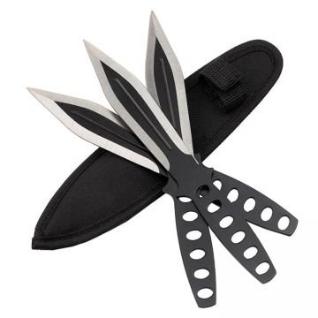 Set 3 cutite de aruncat DEPOX , Ballistic Blades, 22.5 cm, negru, husa inclusa