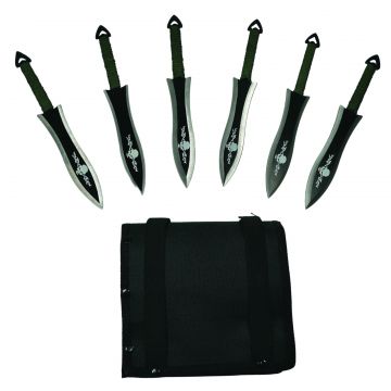 Set sase cutite de aruncat DEPOX , Army Fury, otel inoxidabil, 19 cm