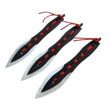 Set trei cutite de aruncat DEPOX , Anarchy Blades, otel inoxidabil, negru, 19 cm, teaca inclusa