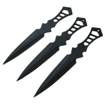 Set trei cutite de aruncat DEPOX , Anarchy Way, otel inoxidabil, negru, 19 cm, teaca inclusa