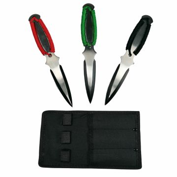 Set trei cutite de aruncat DEPOX , Three Brothers, multicolor, otel inoxidabil, 18.5 cm