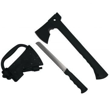Topor Survivor DEPOX , Futuristic Survival, otel inoxidabil, negru, 35.5 cm, teaca inclusa