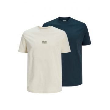 Tricou JACK &JONES Breeze Back Print 2Pk PLS 62268 - Bej/Albastru