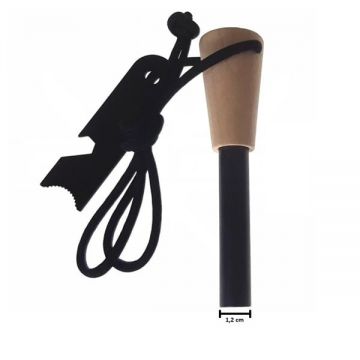 Amnar supravietuire robust cu maner lemn si racleta multifunctionala, DEPOX , lemn, 11 cm