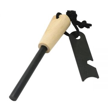 Amnar supravietuire robust cu maner lemn si racleta multifunctionala, DEPOX , lemn, 12 cm