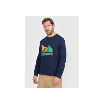 Bluza sport barbati  bleumarin - tricotaj din bumbac - croiala regular -