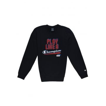 Bluza sport barbati  guler rotund - elastic la tiv si mansete - negru - bumbac -