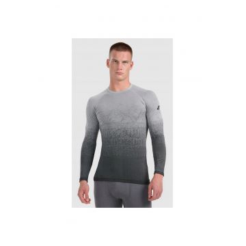 Bluza sport barbati -  lenjerie termoactiva - fara cusaturi - gri - lana merinos -