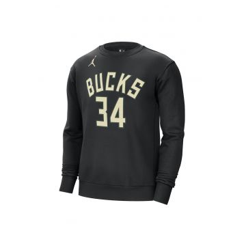 Bluza sport barbati  Milwaukee Bucks - negru - fleece - cu numele si numarul jucatorului -