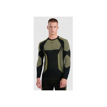 Bluza sport barbati -  termoactiva fara cusaturidwqf - Negru/Galben