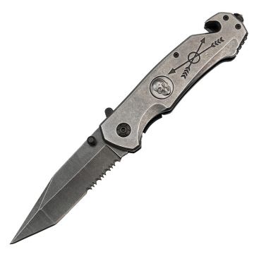 Briceag de vanatoare full metalic DEPOX , Future Adventure, otel inoxidabil, 23 cm, argintiu