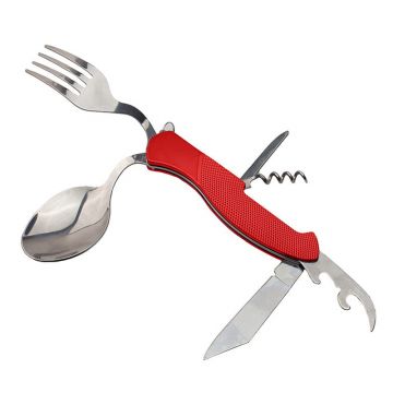 Briceag multifunctional DEPOX , True Outdoor, otel inoxidabil, 6 functii, 19.5 cm, rosu
