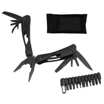 Cleste multifunctional DEPOX , Outdoor Specialist, otel inoxidabil, 20 functii, 22 cm, negru, husa inclusa