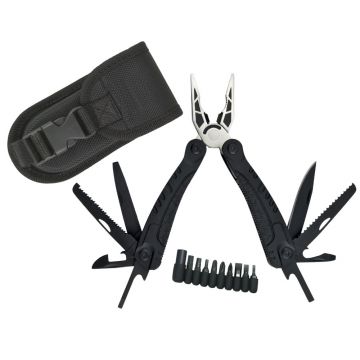 Cleste multifunctional DEPOX , Survival Gear, otel inoxidabil, 18 functii, 24 cm, negru, husa inclusa