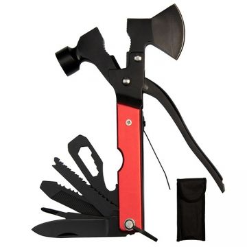 Cleste multifunctional DEPOX , Survival Instinct, otel inoxidabil, 16 functii, 16.5 cm, rosu, husa inclusa