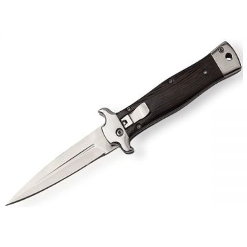 Cutit automat cu arc, otel inoxidabil, 21 cm, negru
