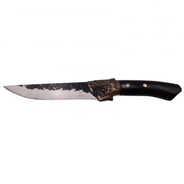 Cutit de vanatoare DEPOX , Dragon Breath, otel inoxidabil, maner lemn, 33.5 cm, negru