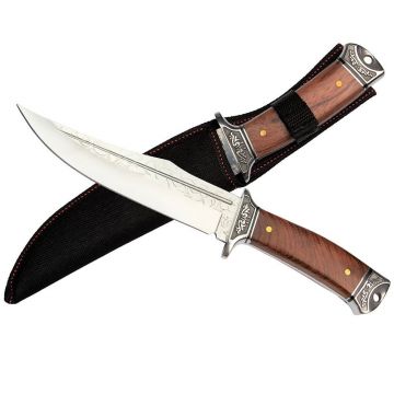 Cutit de vanatoare DEPOX , Elvish Legacy, otel inoxidabil, 31 cm, maro, teaca inclusa