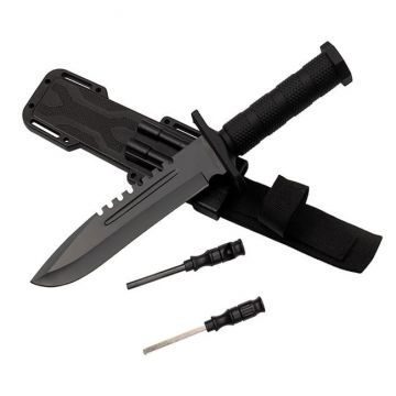 Cutit de vanatoare DEPOX , Jungle Specialist, 31 cm, negru, teaca inclusa