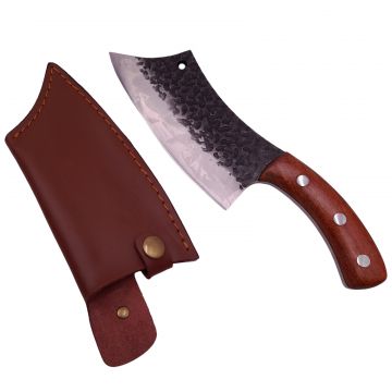 Cutit de vanatoare DEPOX , lucrat manual, Asian Legacy, 25.5 cm, maner lemn, husa piele ecologica
